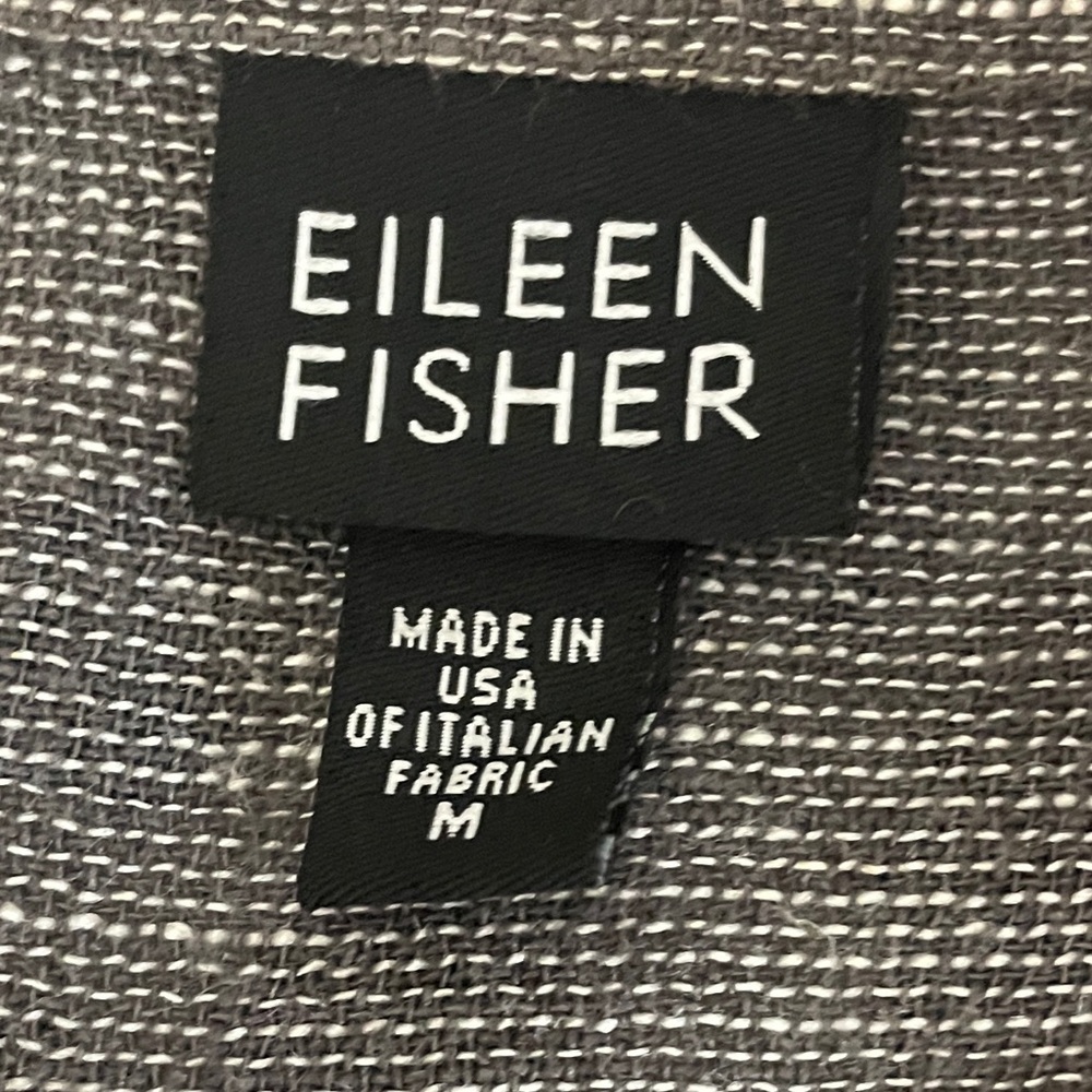 Eileen Fisher Button Front Blouse Medium Linen Blend Business Casual Relaxed Fit - Picture 6 of 10